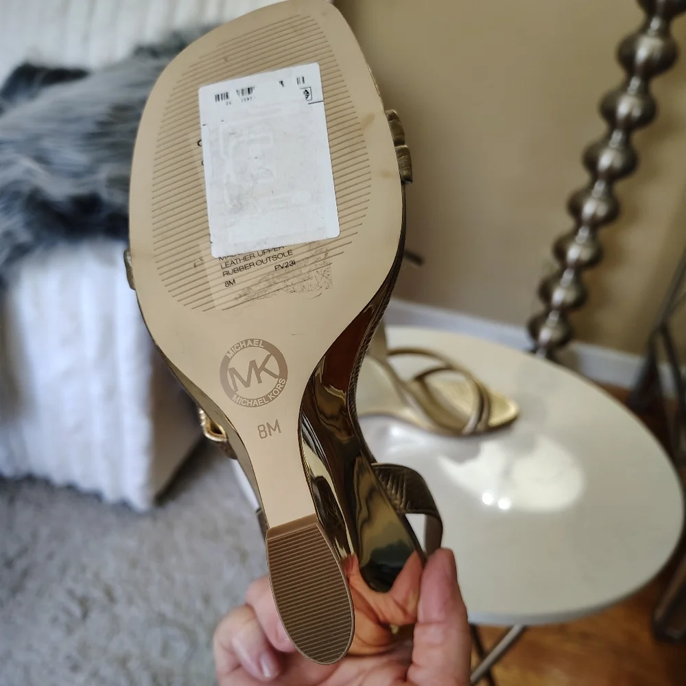 🆕⭐ Micheal Kors Gold Wedge Sandals
